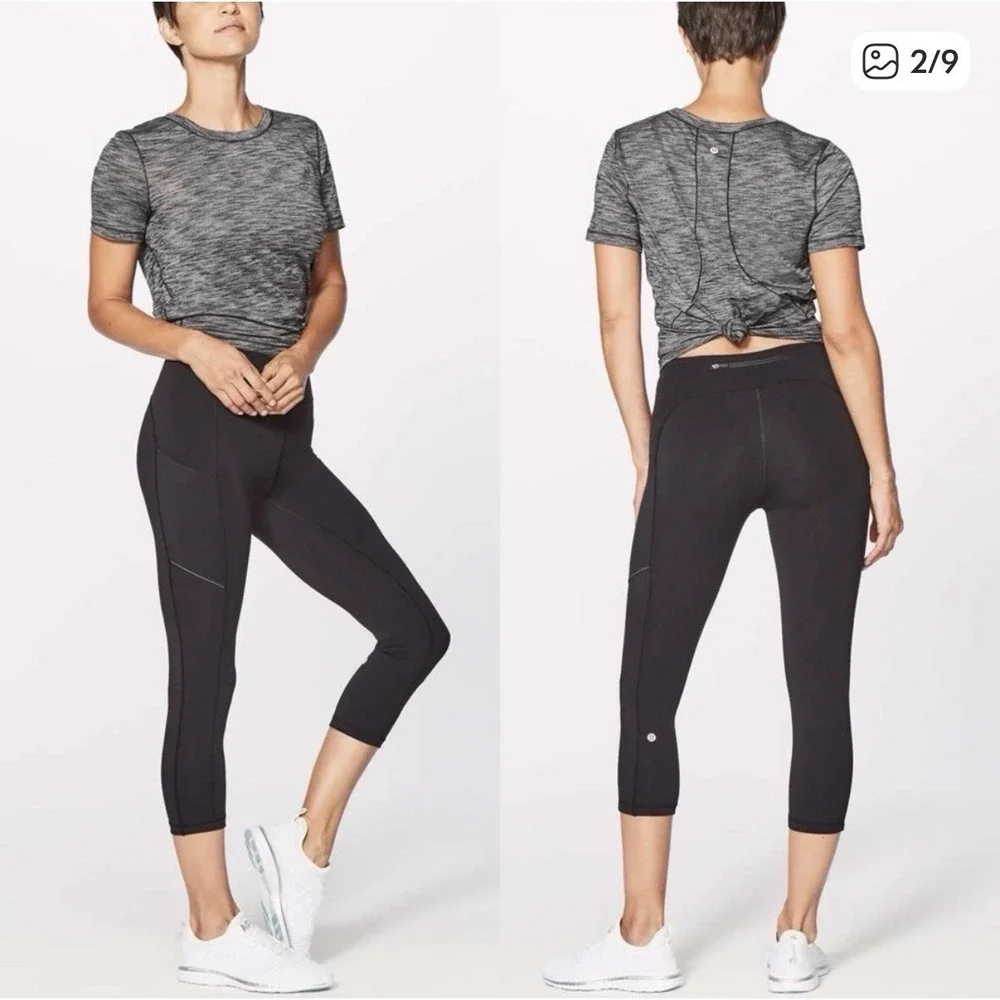 Lululemon Speed Up Crop Black Size 6 Side Pockets‎ Luxtreme Tight